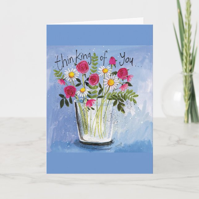 PAINTED HEART SENDS "THINKING OF YOU BIRTHDAY CARD (Front)