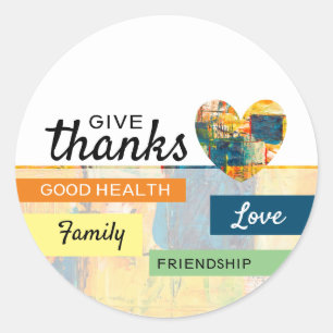 Painted Heart, Thanksgiving Classic Round Sticker