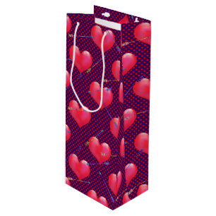 Painted Hearts and Arrows Valentine's Day Wine Gift Bag