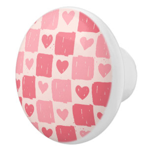 Painted Hearts Love Pattern Ceramic Knob
