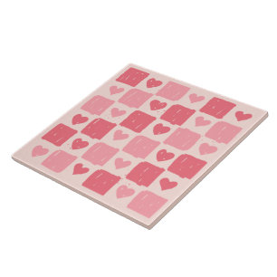 Painted Hearts Love Pattern Decorative Tile