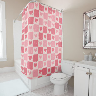 Painted Hearts Love Pattern Shower Curtain