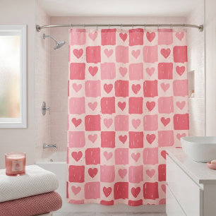 Painted Hearts Love Pattern Shower Curtain