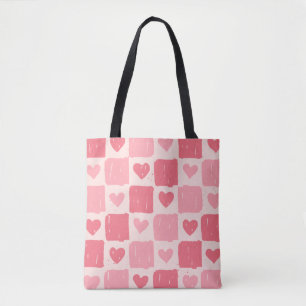 Painted Hearts Love Pattern Tote Bag