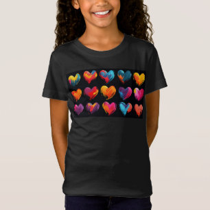 Painted hearts on a black background   T-Shirt