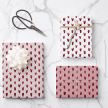 Painted Hearts Trio Wrapping Paper