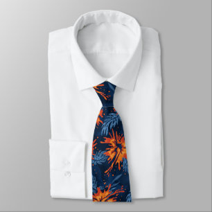 Painted Hibiscus Hawaiian Floral Two-sided Printe Tie