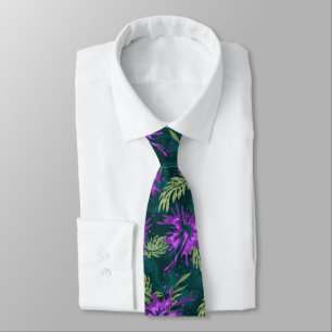 Painted Hibiscus Hawaiian Floral Two-sided Printed Tie