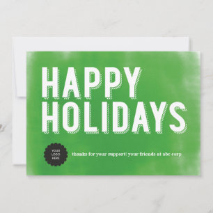 Painted Holidays Green Flat Holiday Card