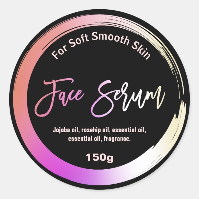 Painted Holographic Circle Face Serum Labels (Front)