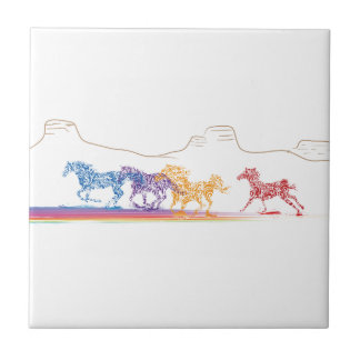 Painted Horses in the Painted Desert Tile
