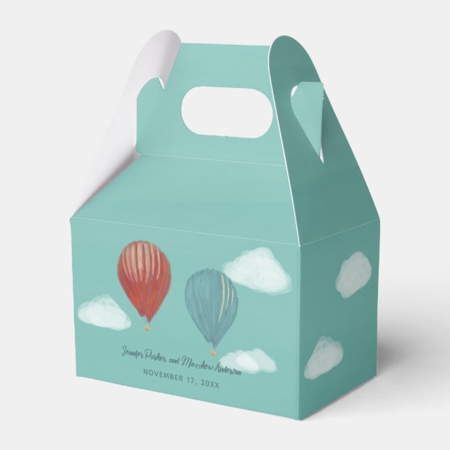 Painted Hot Air Balloons Custom Wedding Favour Box (Front Side)