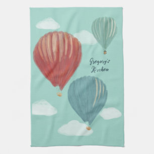 Painted Hot Air Balloons Personalised Tea Towel