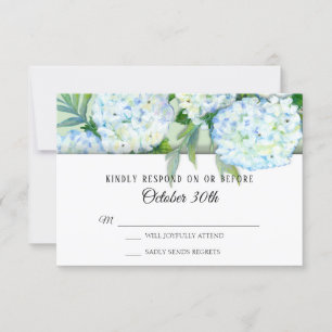 Painted Hydrangea Floral Mint n Blue RSVP Wedding Invitation