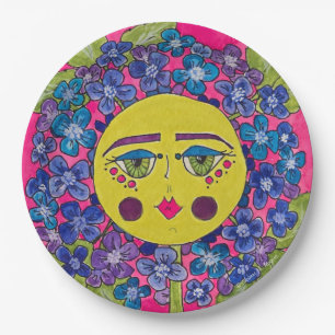 Painted Hydrangea Flower Girl Paper Plates