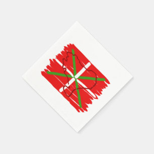 Painted Ikurriña with outline of Basque Country, Napkin
