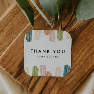 Painted Jewels Thank You Card Square Sticker