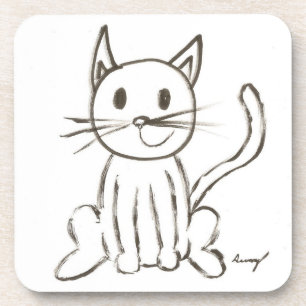Painted Kitty Coasters - Set of 6