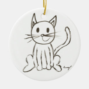 Painted Kitty Ornament - Blue