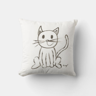 Painted Kitty Pillow - Blue