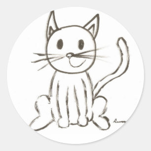 Painted Kitty Round Stickers - Set of 20