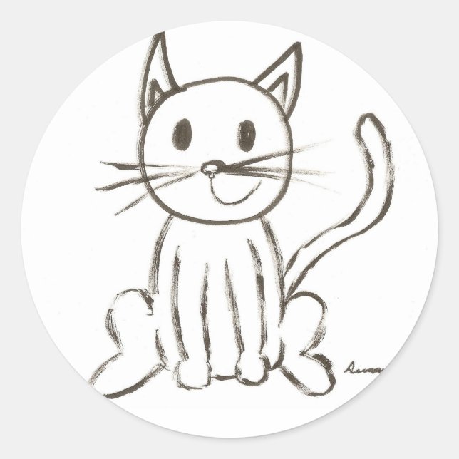 Painted Kitty Round Stickers - Set of 20 (Front)