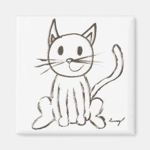 Painted Kitty Square Magnet
