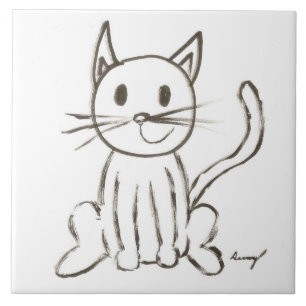 Painted Kitty Tile