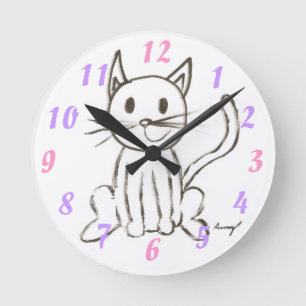 Painted Kitty Wall Clock