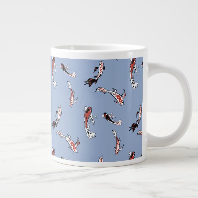 Painted Koi Swimming in Pond Large Coffee Mug (Right)