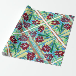 Painted Lace Roses Wrapping Paper
