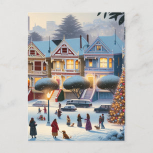 Painted Ladies Christmas Magic San Francisco Postcard