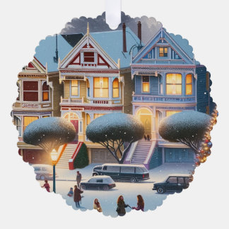Painted Ladies Christmas Magic San Francisco Tree Decoration Card