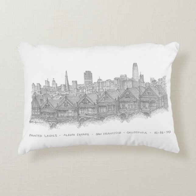 Painted Ladies, San Francisco, United States Decorative Cushion (Front)