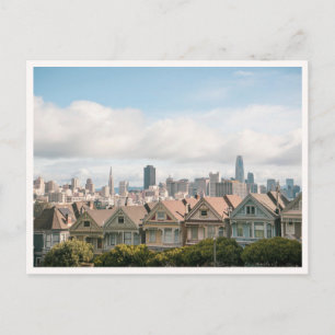 Painted Ladies San Francisco Victorians Skyline Postcard