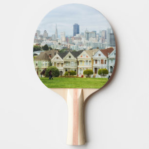 Painted Ladies, Victorian houses and skyline Ping Pong Paddle