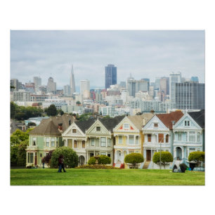 Painted Ladies, Victorian houses and skyline Poster