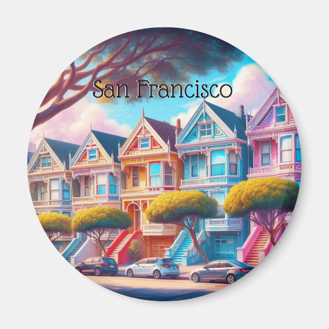 Painted Ladies Victorian  San Francisco Souvenir Magnet (Front)