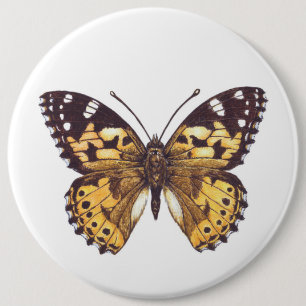 Painted lady butterfly 6 cm round badge
