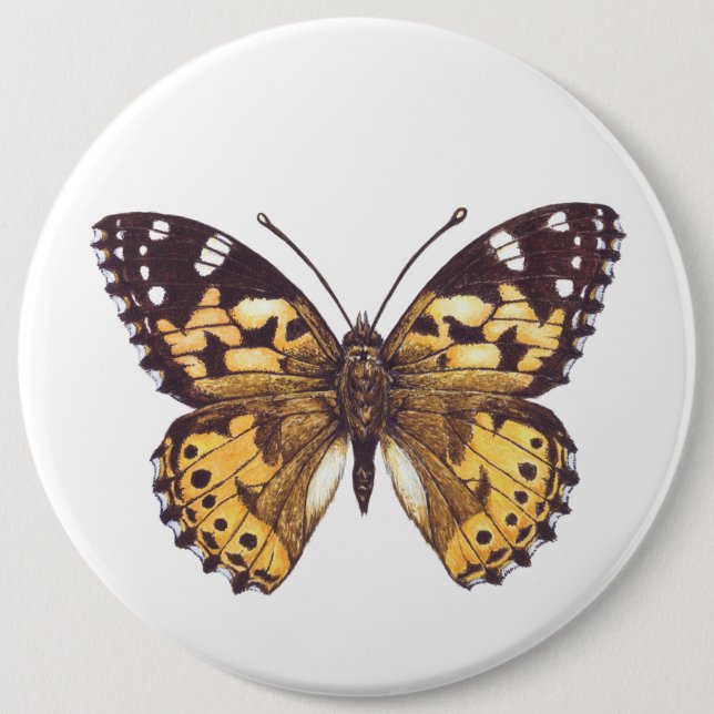 Painted lady butterfly 6 cm round badge (Front)