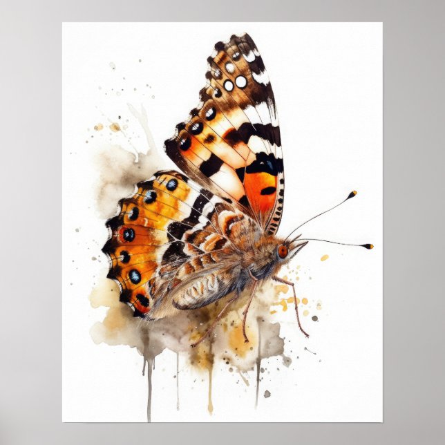 Painted Lady Butterfly Art Print Poster (Front)
