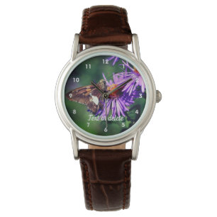 Painted Lady Butterfly Aster Flower Personalised Watch
