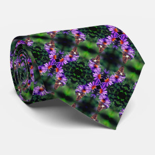 Painted Lady Butterfly On Aster Flower Abstract Tie