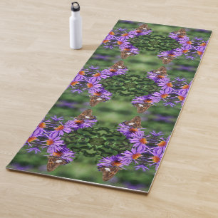Painted Lady Butterfly On Aster Flower Abstract Yoga Mat