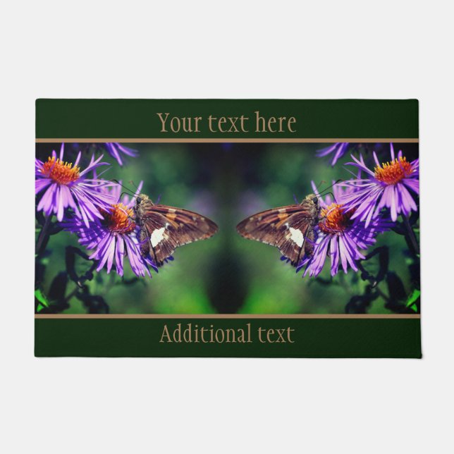 Painted Lady Butterfly On Flower Personalised    Doormat (Front)