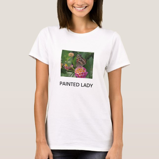 PAINTED LADY BUTTERFLY ON LANTANA FLOWERS T-Shirt (Front)