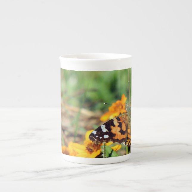 Painted Lady Butterfly on Zinnia Mug (Front)