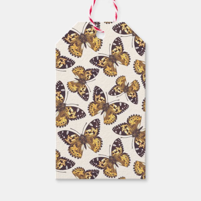 Painted lady butterfly pattern gift tags (Front)