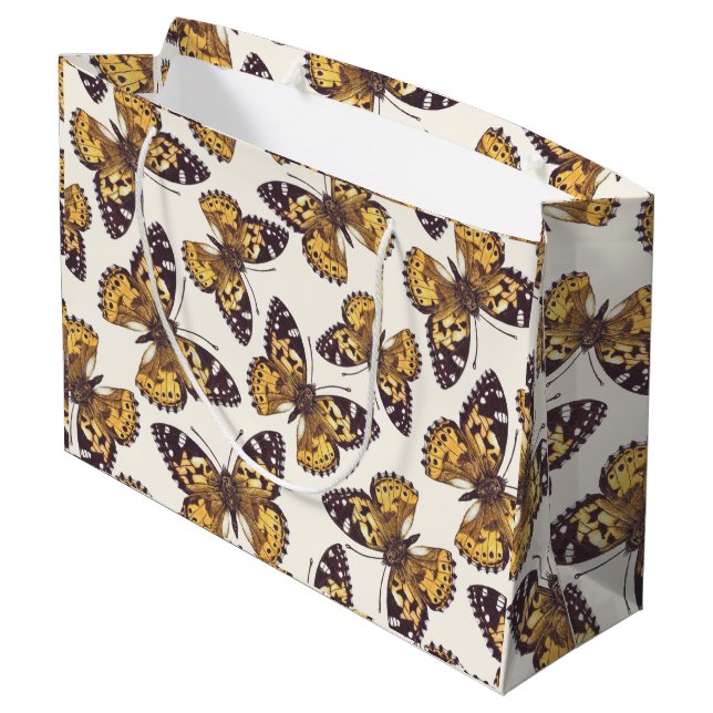 Painted lady butterfly pattern large gift bag (Back Angled)