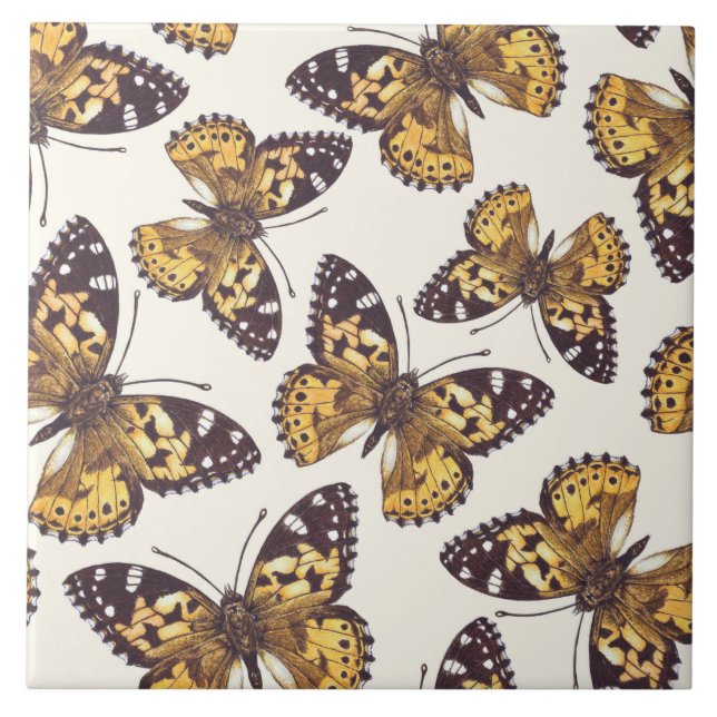 Painted lady butterfly pattern tile (Front)